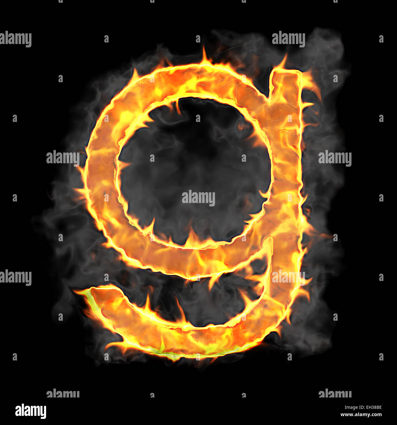 Burning and flame font G letter over black background Stock Photo