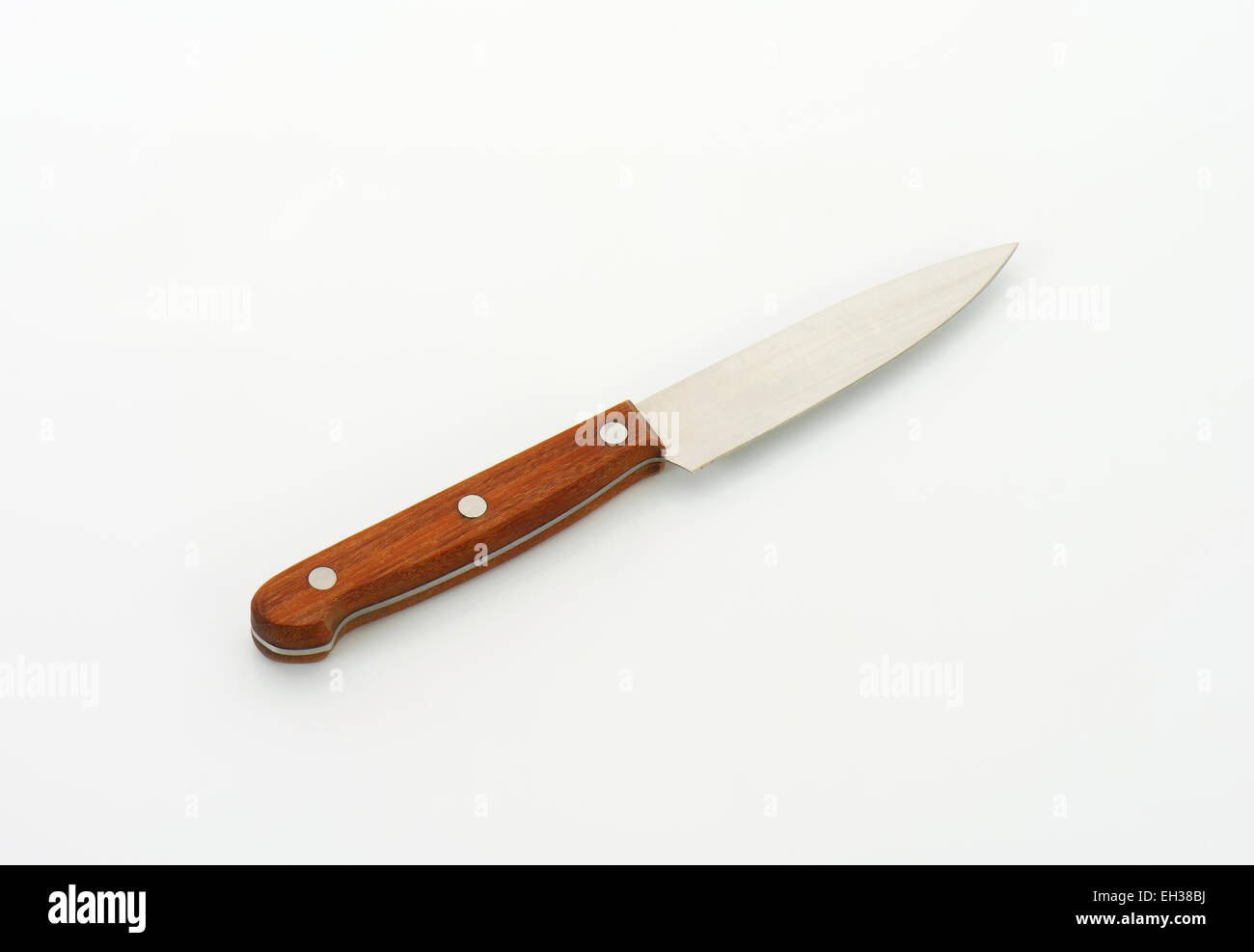 Knife with wooden handle on white background Stock Photo Alamy