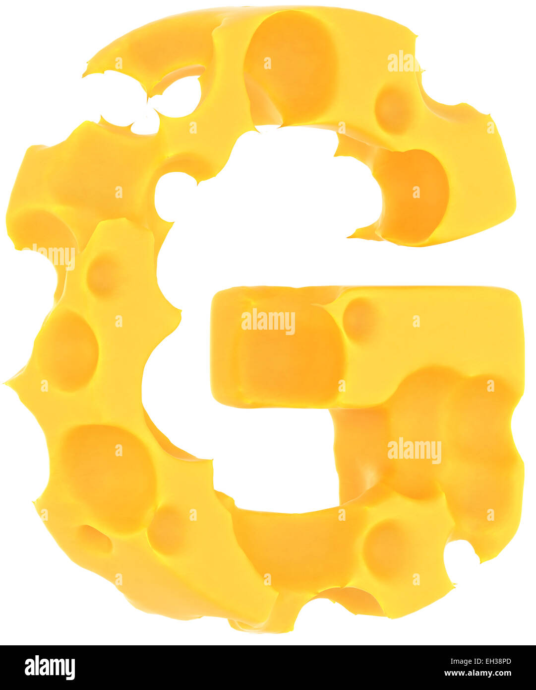 Cheeze font G letter isolated over white background Stock Photo