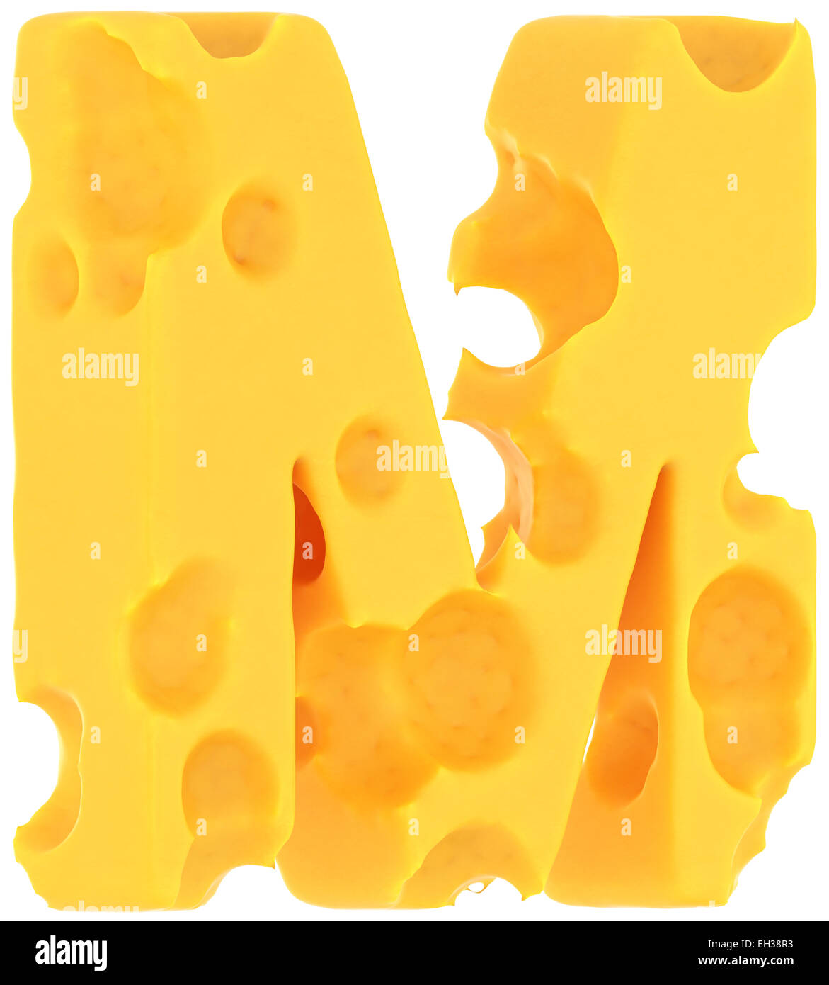 Cheeze font M letter isolated over white background Stock Photo