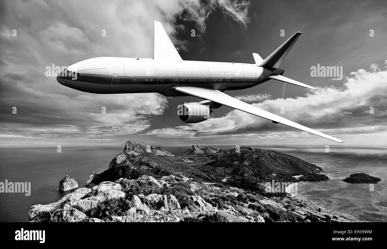 Passenger jet plane take Black and White Stock Photos & Images - Alamy