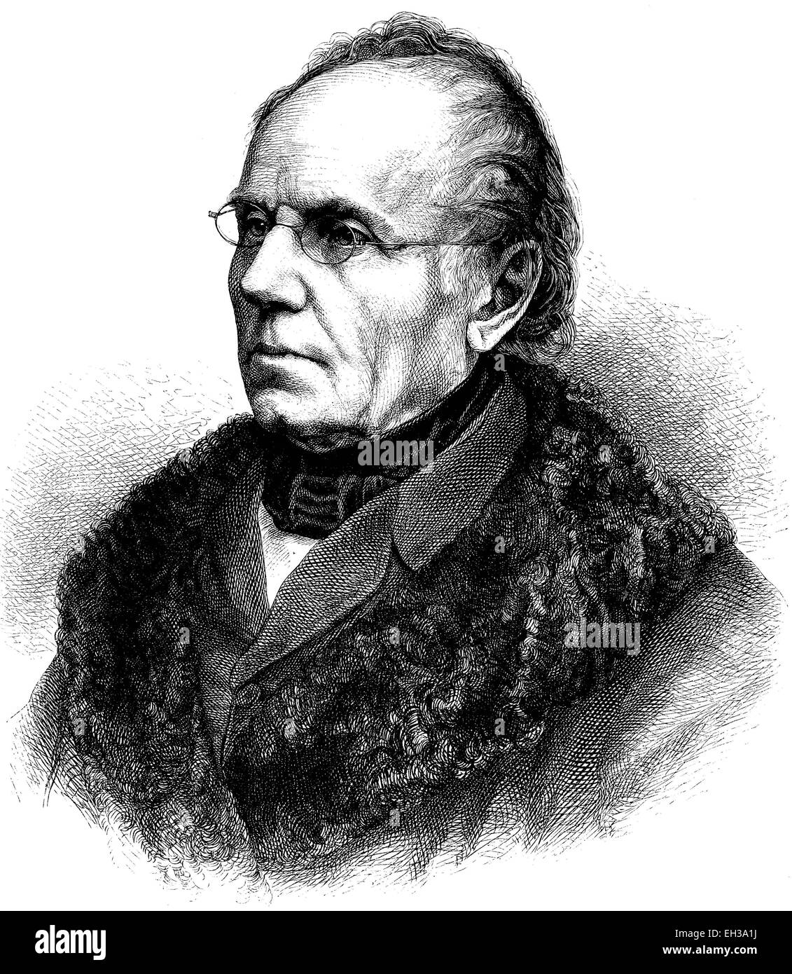 Johann Christian Lobe, 1797-1881, German composer and music theorist, wood engraving, ca 1880 Stock Photo