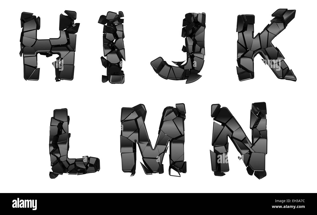 Broken H-N font letters isolated on white Stock Photo