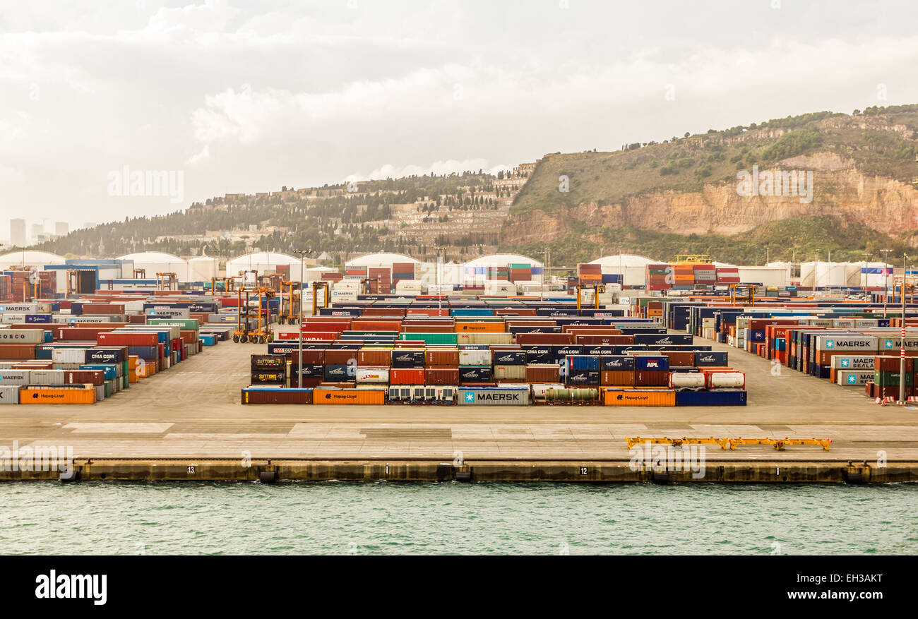 Shipping containers in the Port of Barcelona ( Port de Barcelona, Puerto de Barcelona), Spain