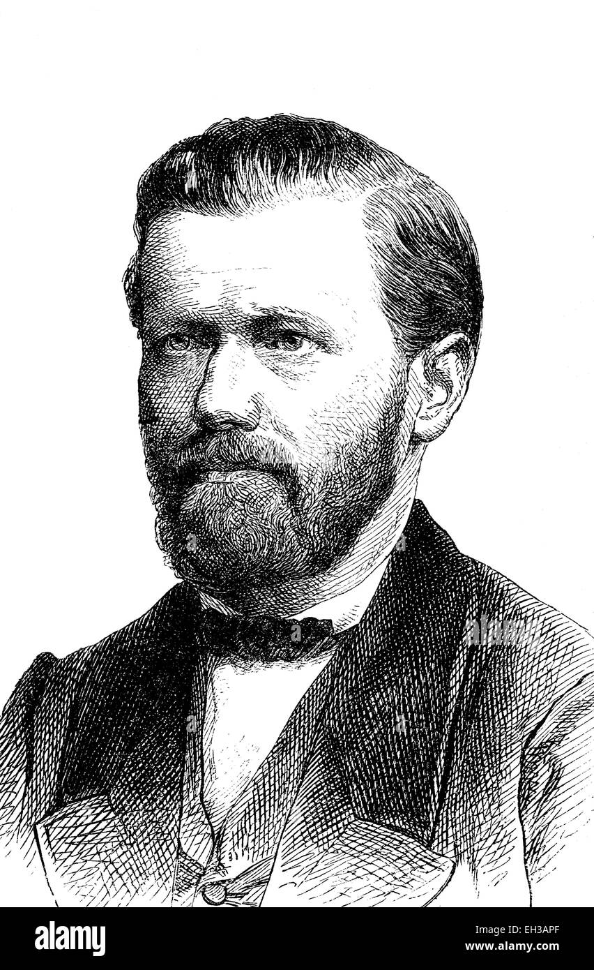 Johann Karl Gottlob Panitz, 1831 - 1887, educator, politician, city councillor and member of the Parliament of Saxony, wood engraving, 1880 Stock Photo