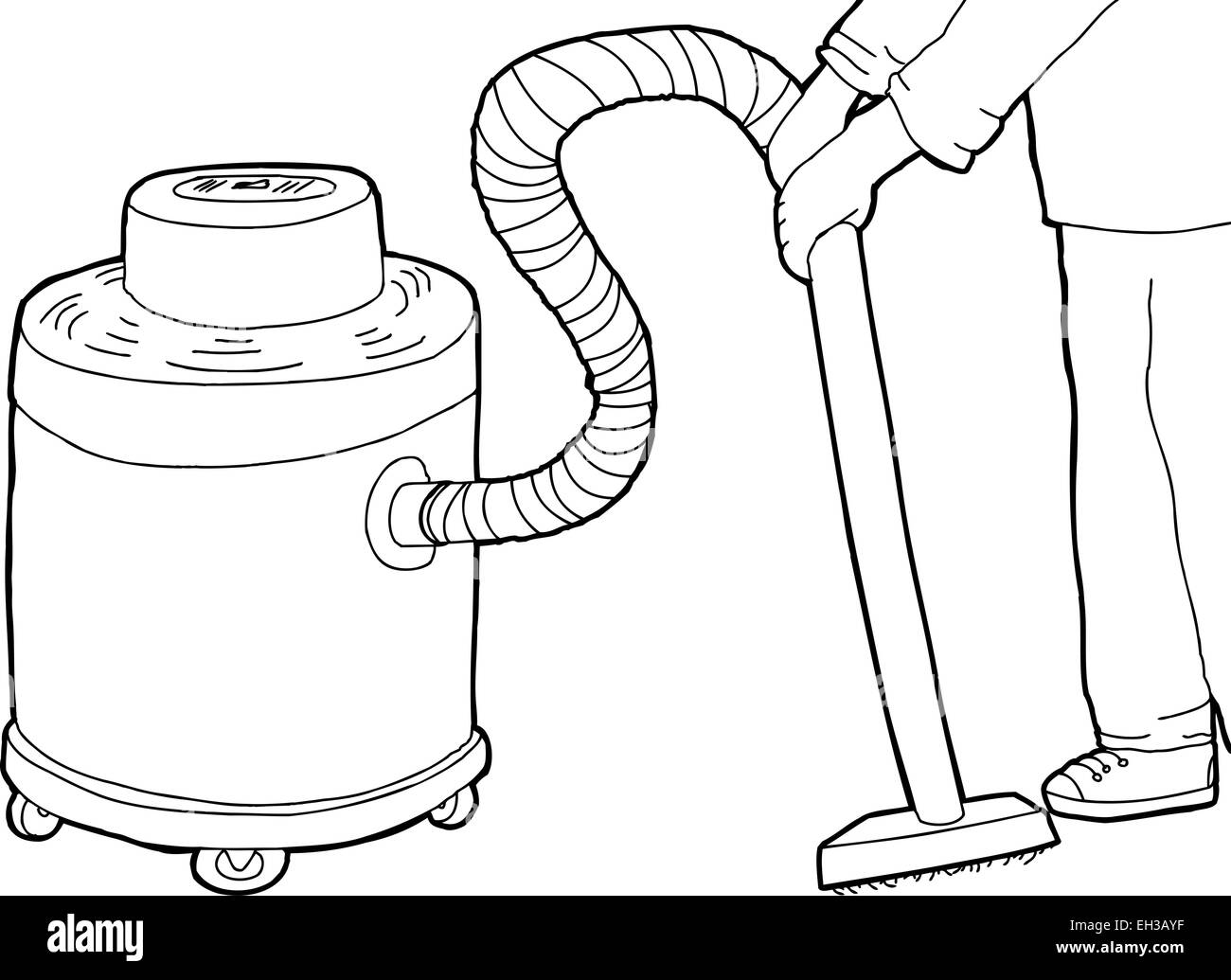 Outlined hand drawn cartoon of wet-dry vacuum Stock Photo - Alamy