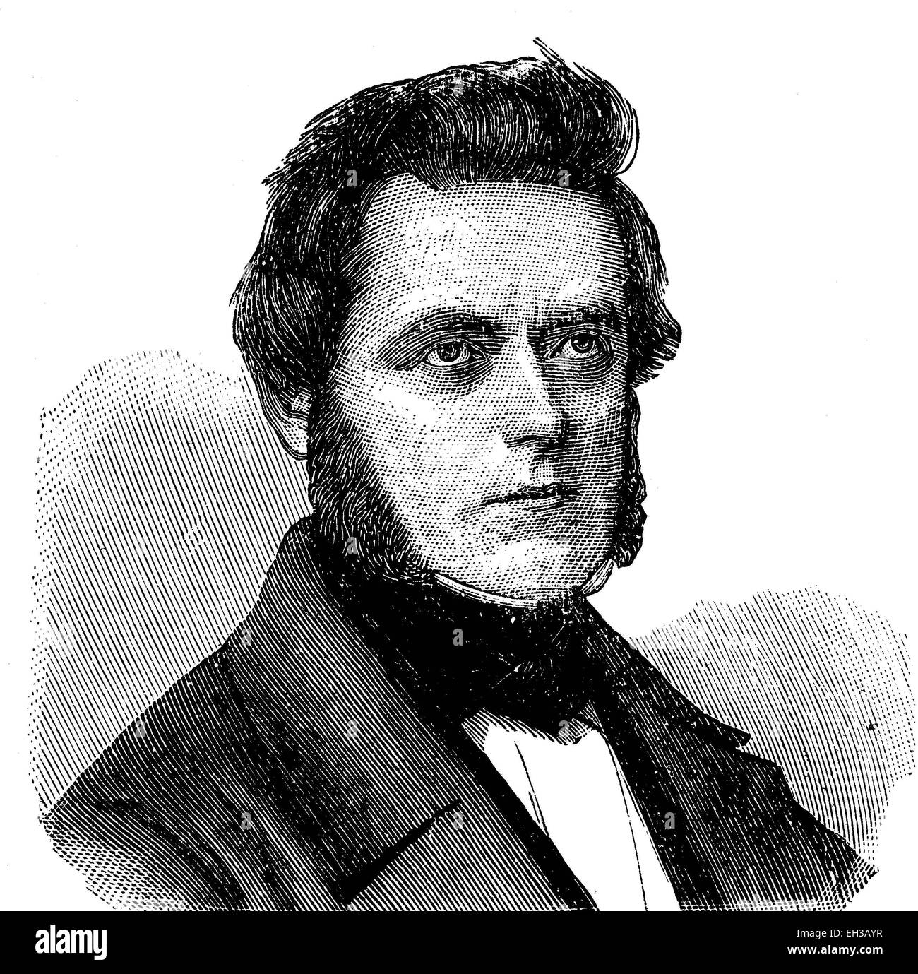 Robert Mohl, named von Mohl since 1837, 1799 - 1875, German political scientist, member of the Frankfurt Parliament in 1848 and member of the German Reichstag, wood engraving, 1880 Stock Photo