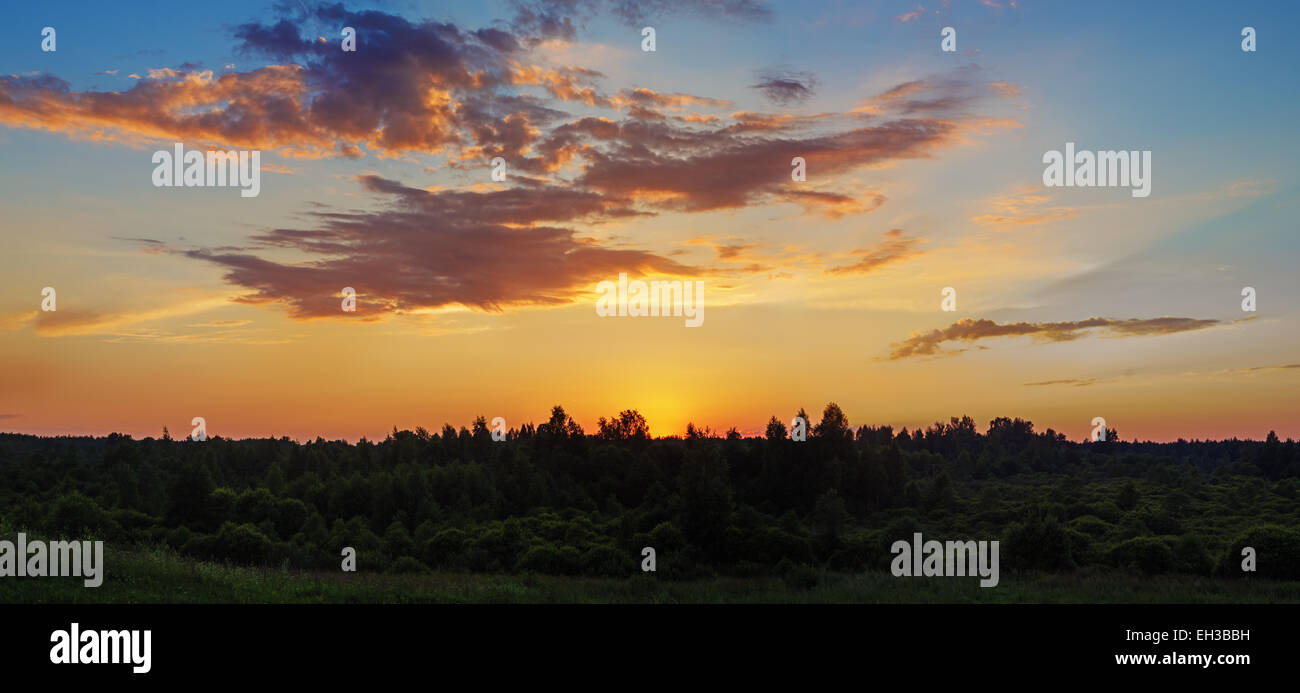 Cloudy sunset panorama Stock Photo - Alamy