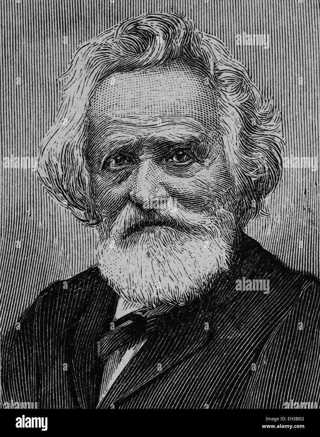 Johann Nepomuk Sepp, 1816 - 1909, a German historian, folklorist, church historian and politician, woodcut, about 1880 Stock Photo