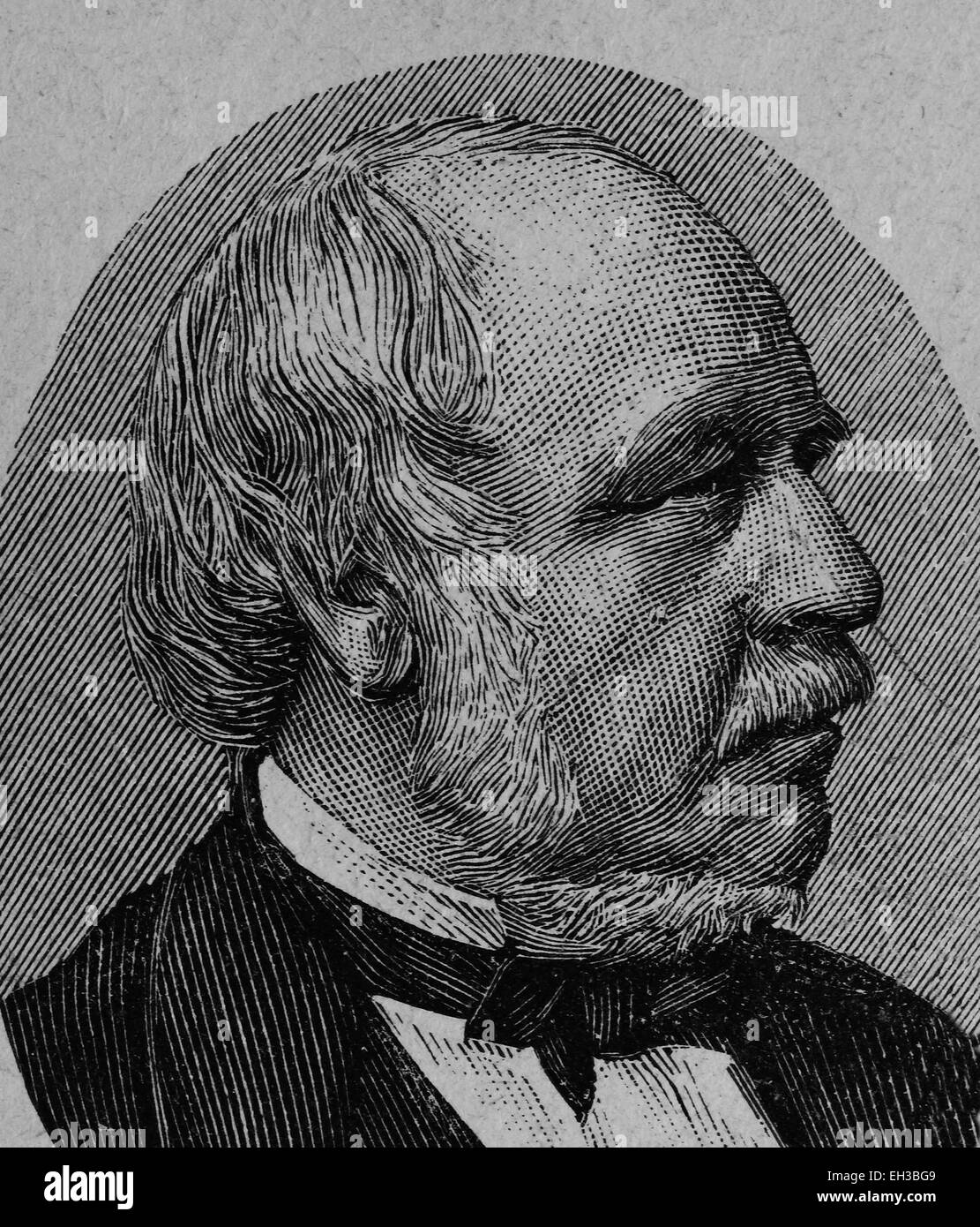 Gustav Mevissen, also known as Gustav von Mevissen since 1884, 1815 - 1899, a German businessman and politician, founder of numerous banks and insurance companies, pioneer of the German banking and insurance industry, wood engraving, about 1880 Stock Photo