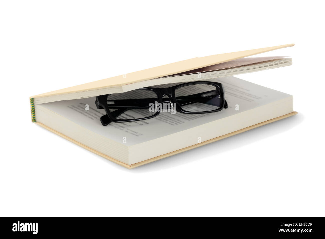 Spectacles In Hardcover Book On White Background Stock Photo Alamy