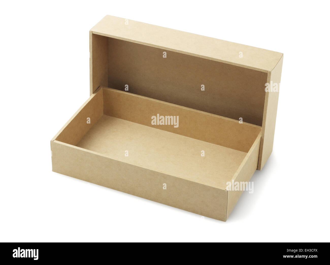 Open Cardboard Box On White Background Stock Photo