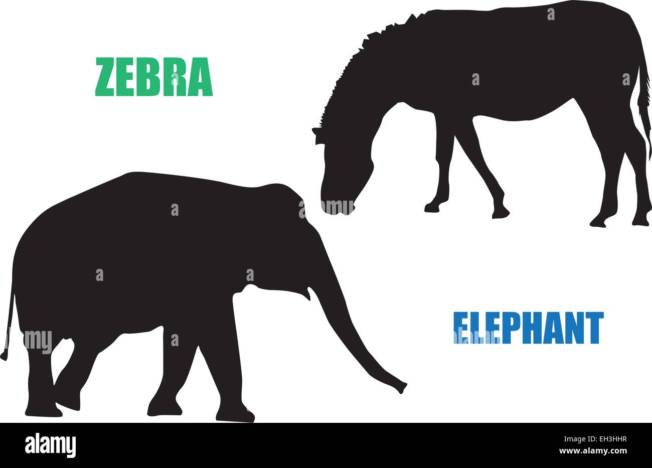Silhouettes of black zebra and elephant Stock Vector Image & Art - Alamy