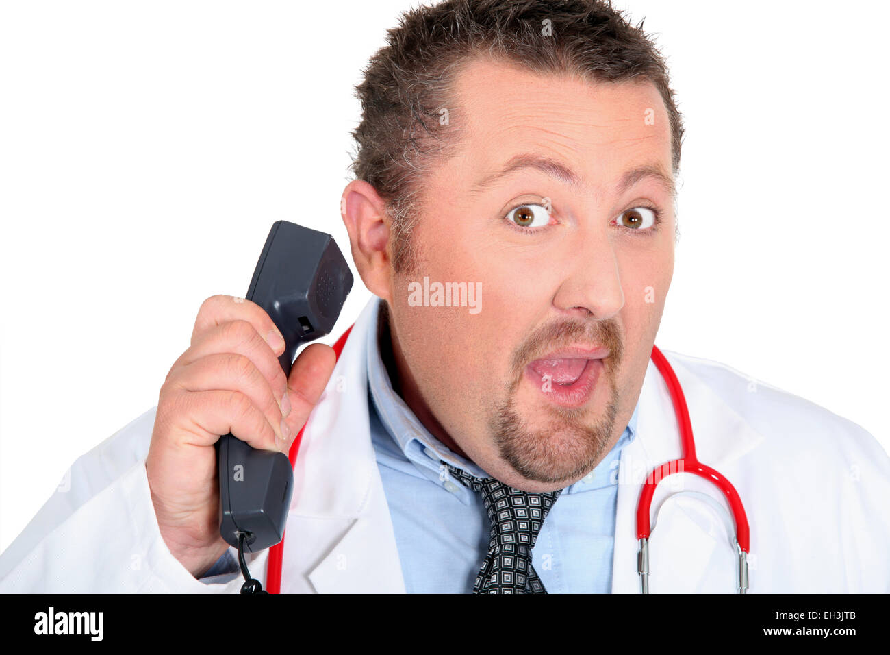 Funny doctor with a telephone Stock Photo - Alamy