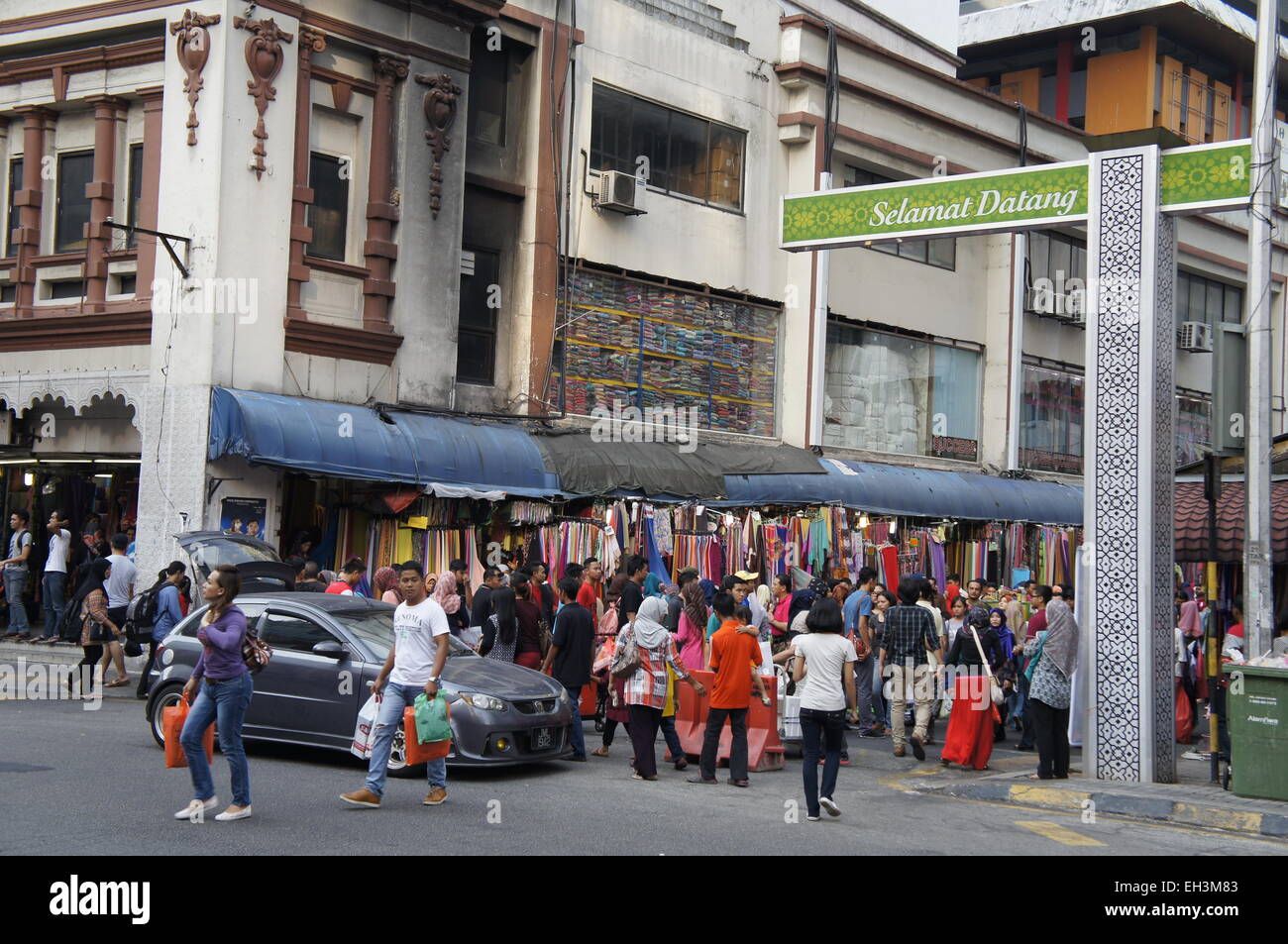Malay street bazaar at Jalan Tuanku Abdul Rahman, Kuala Lumpur, Malaysia Stock Photo