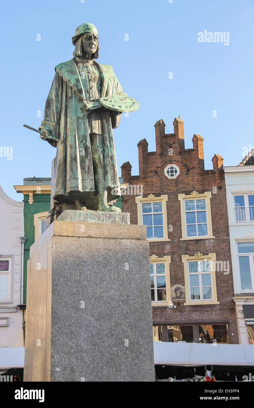 Monument of famous painter Hieronymus Bosch in s-Hertogenbosch. Netherlands Stock Photo