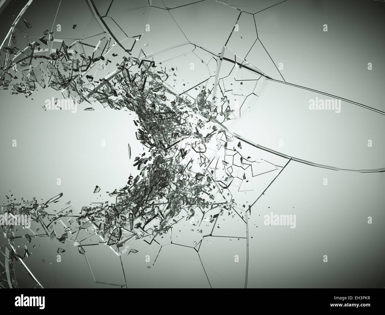Destroy Glass Breaking or demolishing glass on grey vignetted background Stock Photo ...