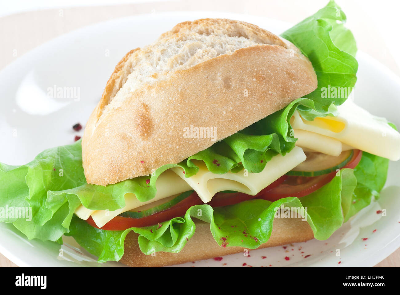 Cheese sandwich with tomato, lettuce and cucumber Stock Photo Alamy