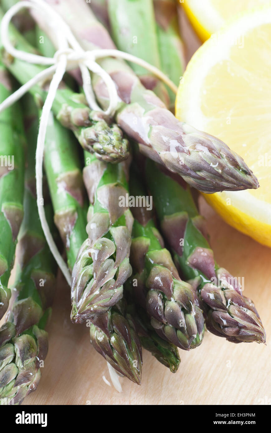 A bunch of fresh green asparagus. Stock Photo