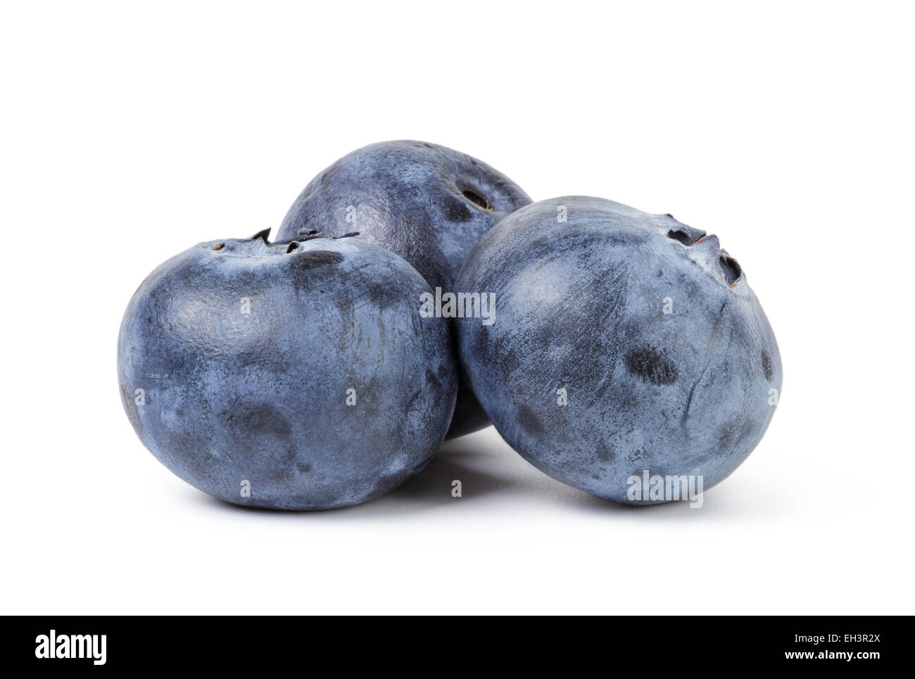 three ripe blueberries Stock Photo