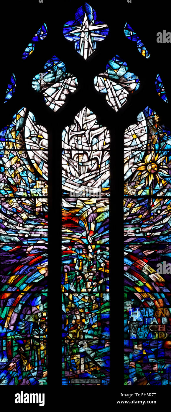 Ruth's commemorative window in St. Mary's Church, Richmond, North Yorkshire England, UK Stock