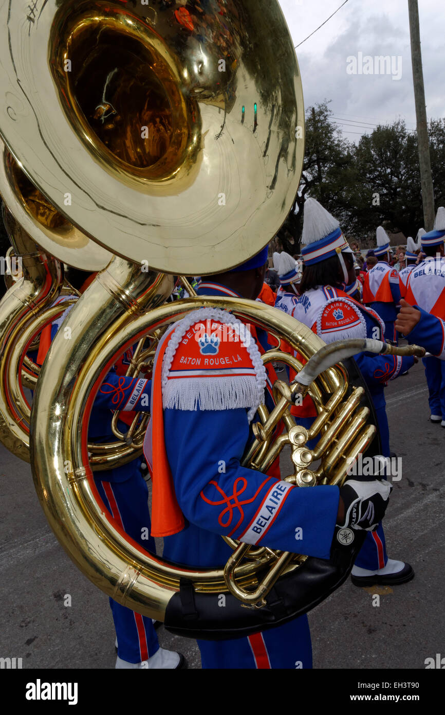 Children's Marching Band, Parade, Mardi Gras, New Orleans, Louisiana, USA Stock Photo