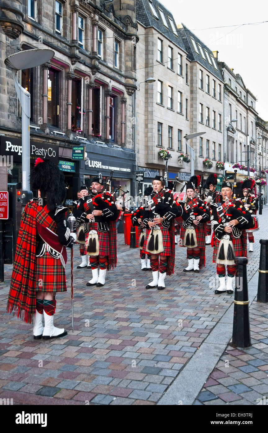 Pipe band playing in Bridge Street, Inverness, Scotland Stock Photo Alamy
