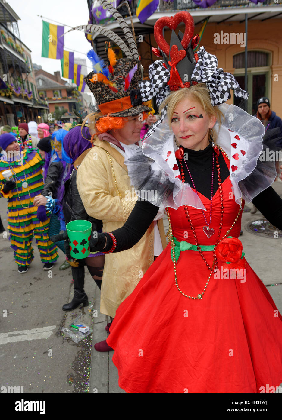 Queen of Harts, Mardi Gras 2015, St Ann's Parade, French Quarter, New Orleans, Louisiana, USA Stock Photo