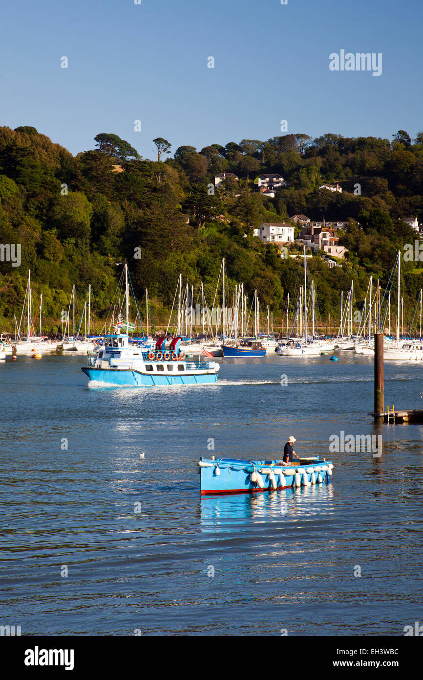 The Greenway Ferry makes it way up the River Dart at Dartmouth, Devon, England, UK Stock Photo