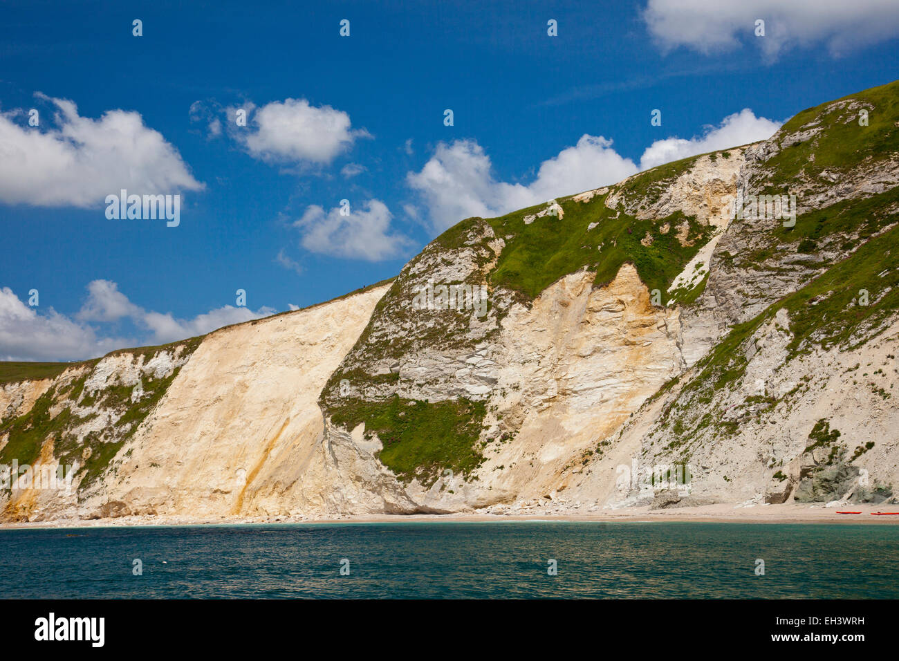 A huge landslip in the chalk cliffs near Durdle Door on the Jurassic