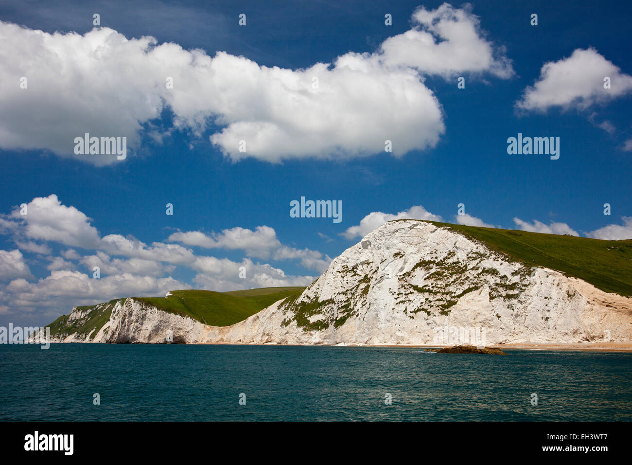 The chalk cliffs of Swyre Head (right) and Bat Head (left) on the Jurassic Coast, Dorset, England, UK Stock Photo