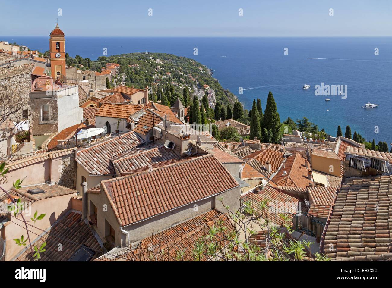 roofs of the old town, Roquebrune, Cote d´Azur, France Stock Photo