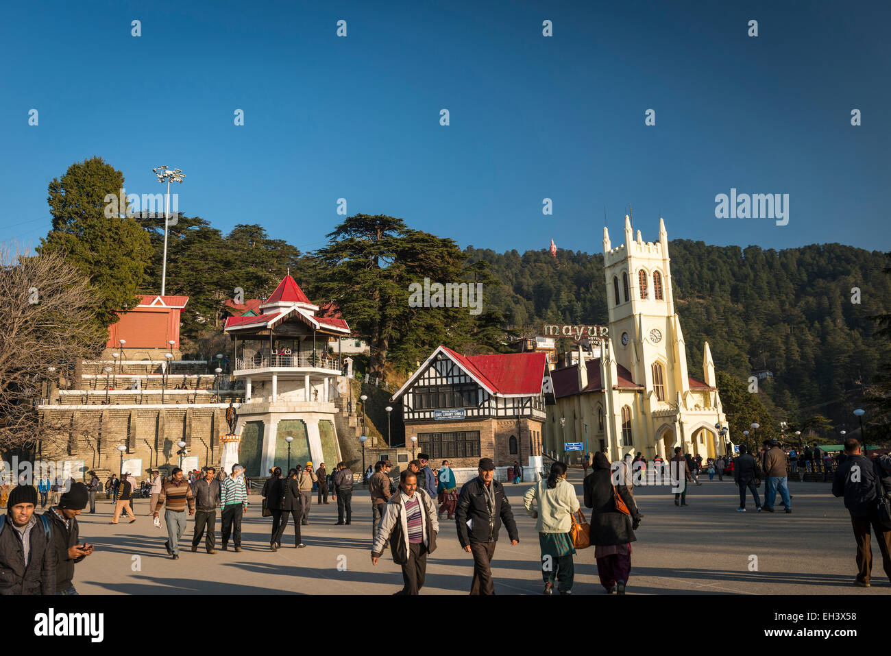The neo-Gothic Christ Church which stands on The Ridge at Shimla, Himachal Pradesh, India Stock Photo