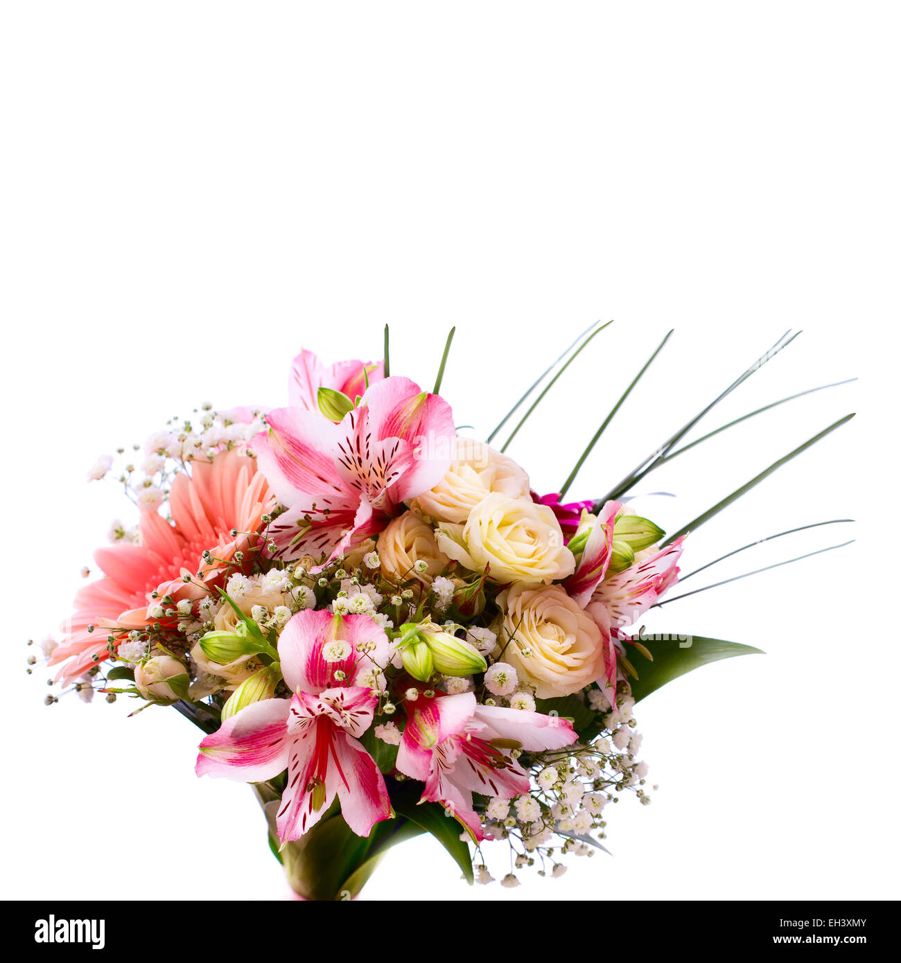 Wedding bridal bouquet of white roses and pink lilies Stock Photo - Alamy