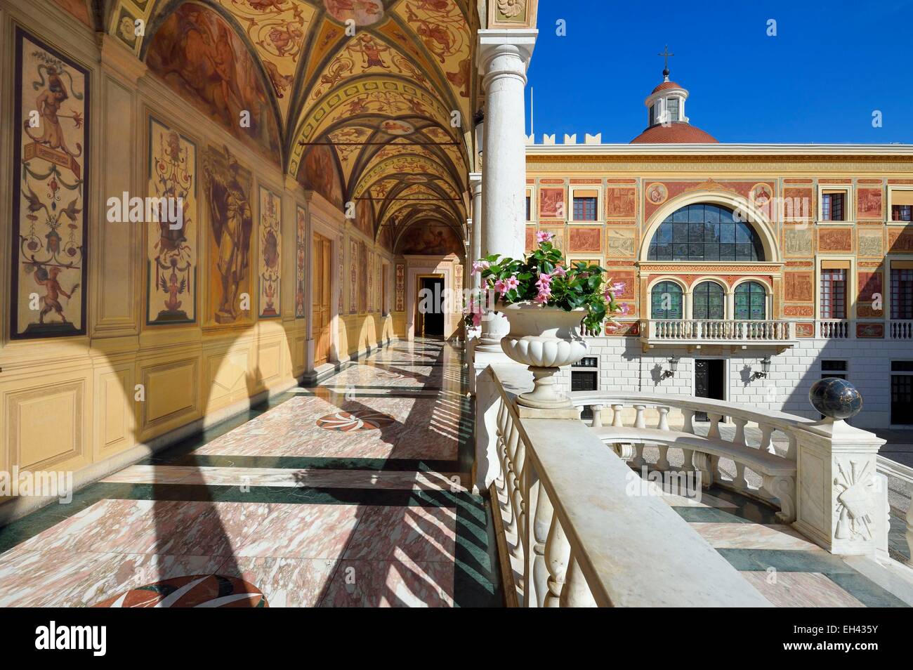 Principality of Monaco, Monaco, the Rock, the royal palace, Hercules gallery in the Court of Honour Stock Photo