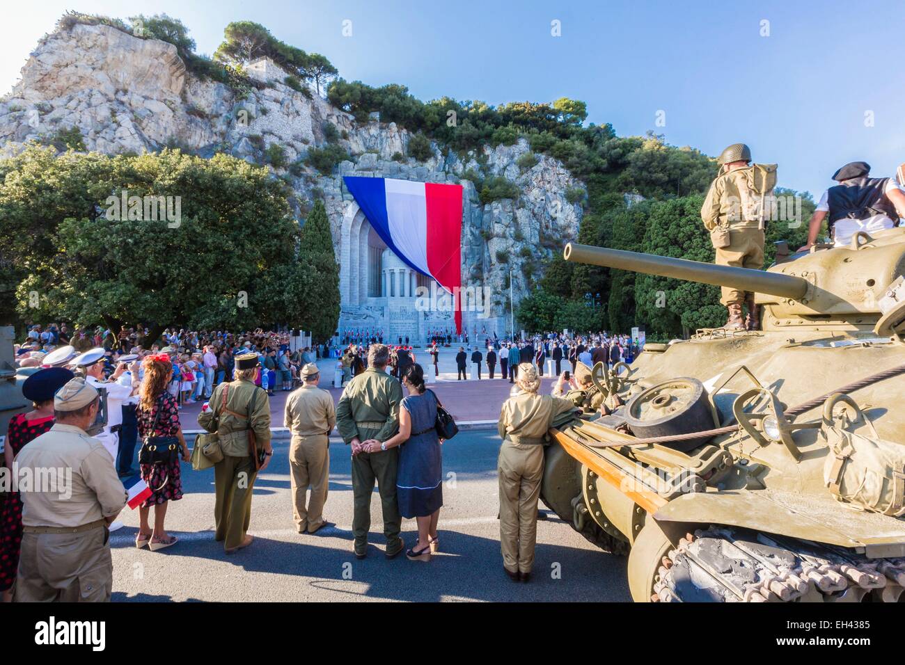 France, Alpes Maritimes, Nice, the war memorial of Rauba-Capeu of the architect Roger Seassal, the label Patrimoine (Heritage) of the XXth century, classified as Historic Monument, 70th remembrance of the landing in Provence Stock Photo