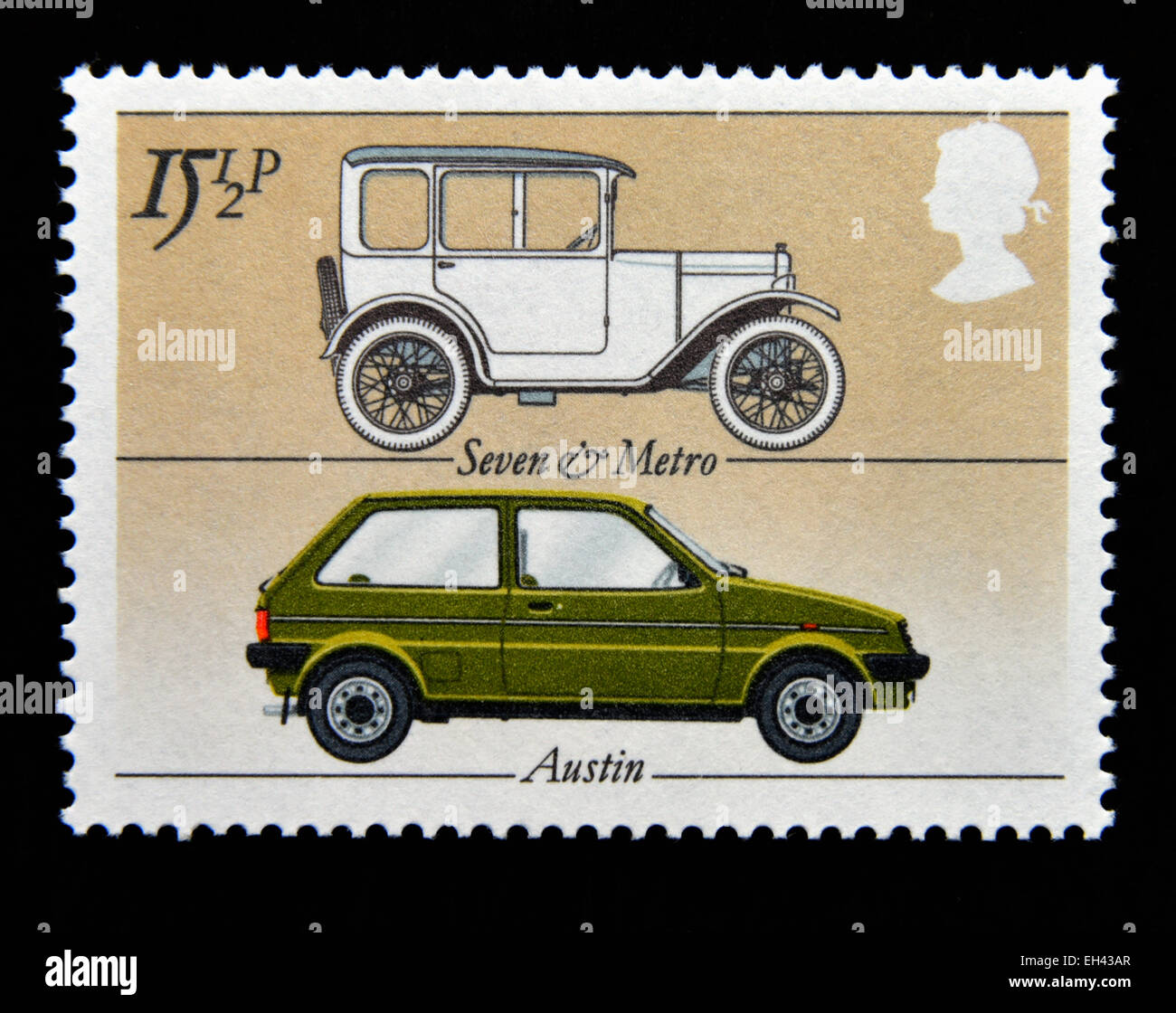 Postage stamp. Great Britain. Queen Elizabeth II. 1982. British Motor