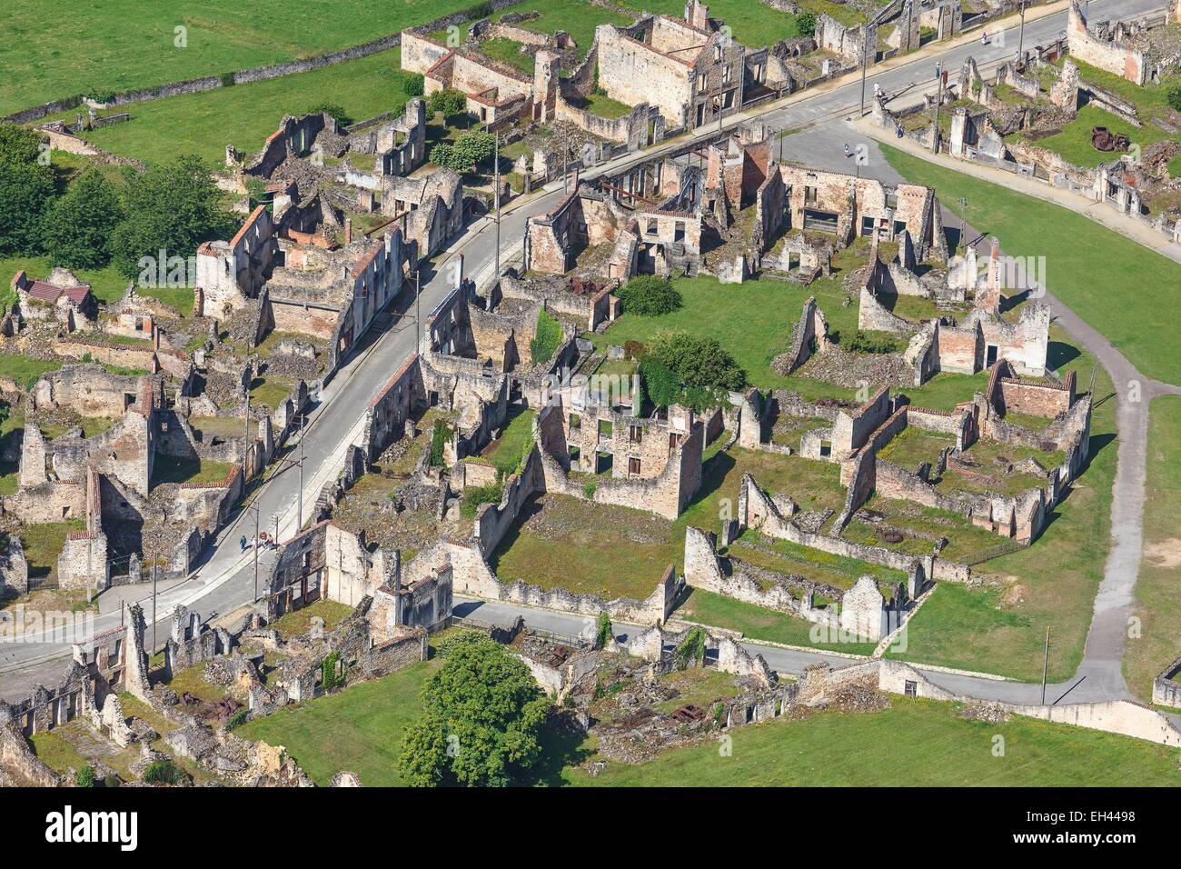 France Haute Vienne Oradour Sur Glane The Martyr Village aerial 