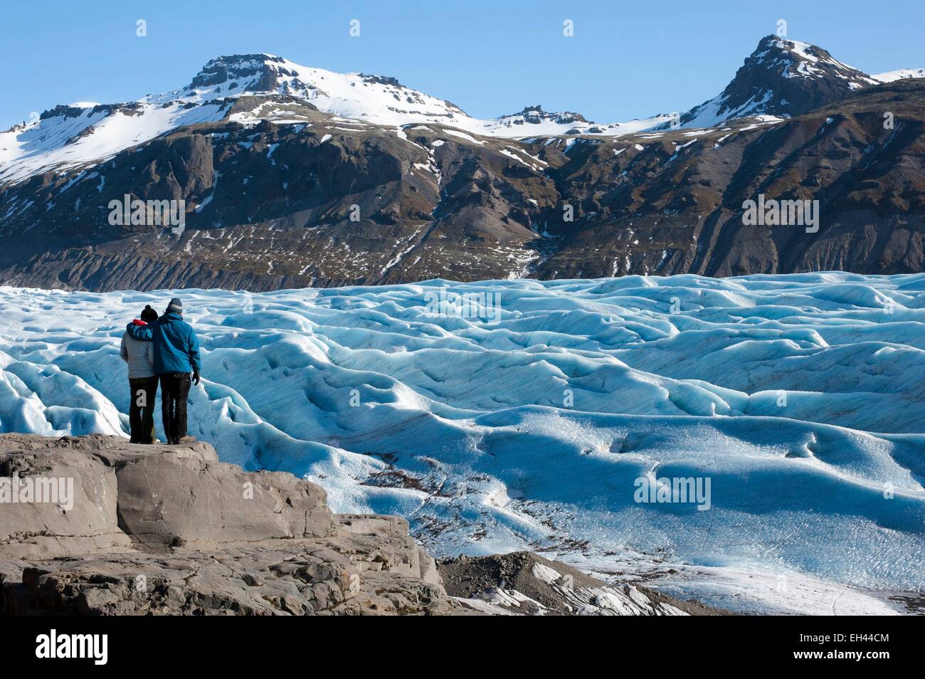 Iceland, Austurland, Skaftafell National Park, glacier of Svinafelsjokull Stock Photo