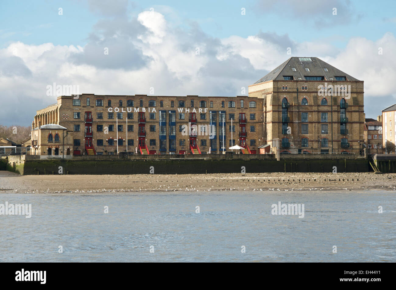 Columbia Wharf, Rotherhithe in south London, A Victorian grain silo now apartments and a hotel Stock Photo