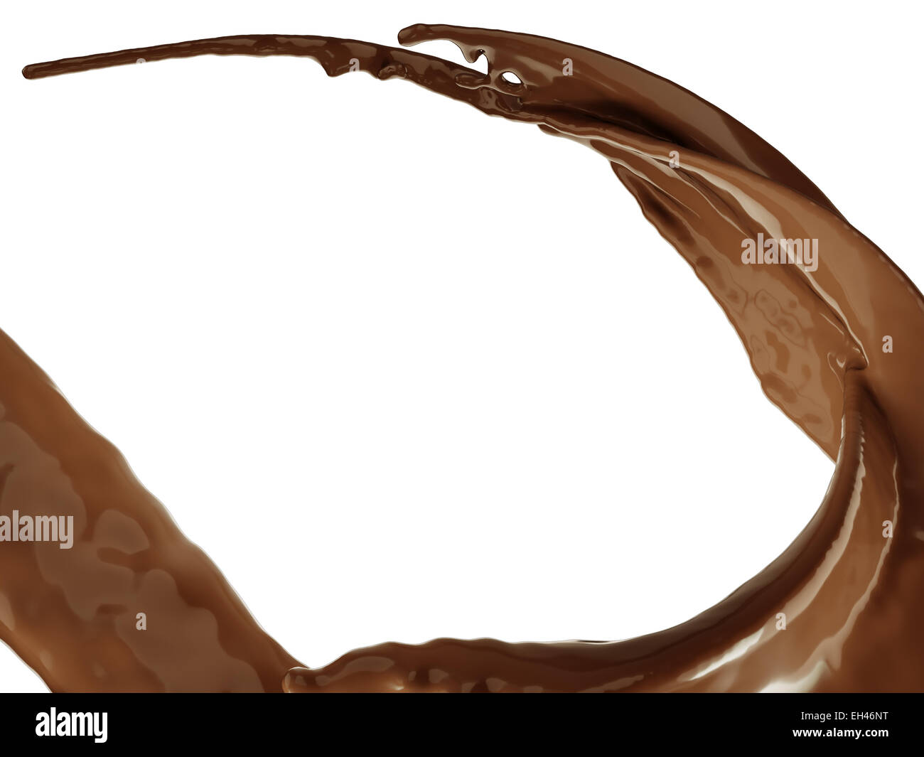 Hot chocolate flow or splash isolated over white background Stock Photo