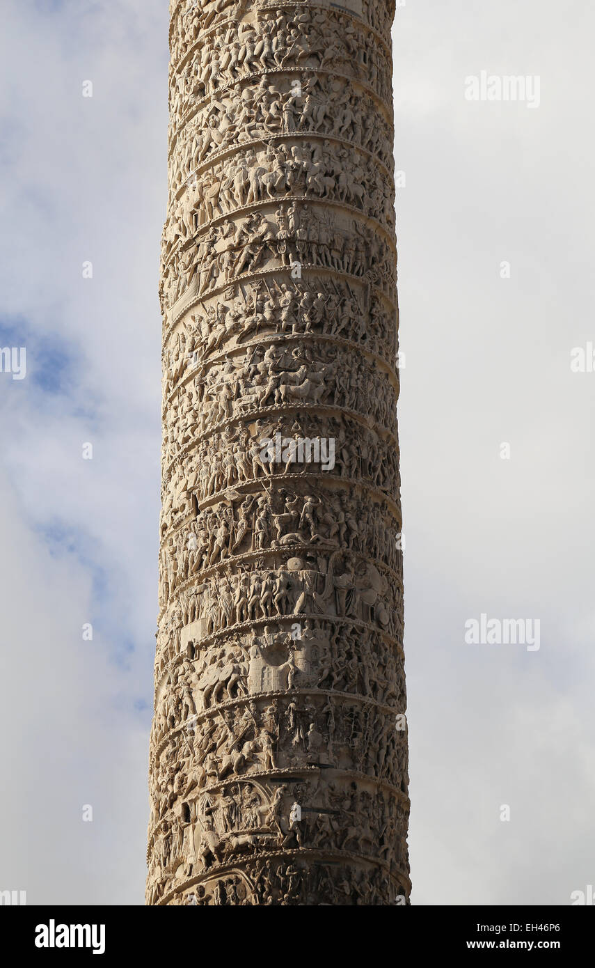 Italy. Rome. Column of Marcus Aurelius. Scene from the Marcomannics Wars. Detail sperial relief. Erected, 180-196 by Commodus. Stock Photo