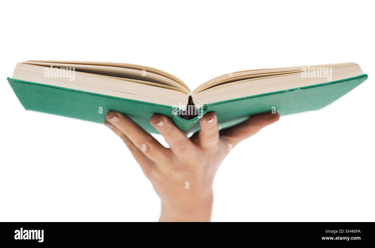 close up of woman hand holding open book Stock Photo Alamy