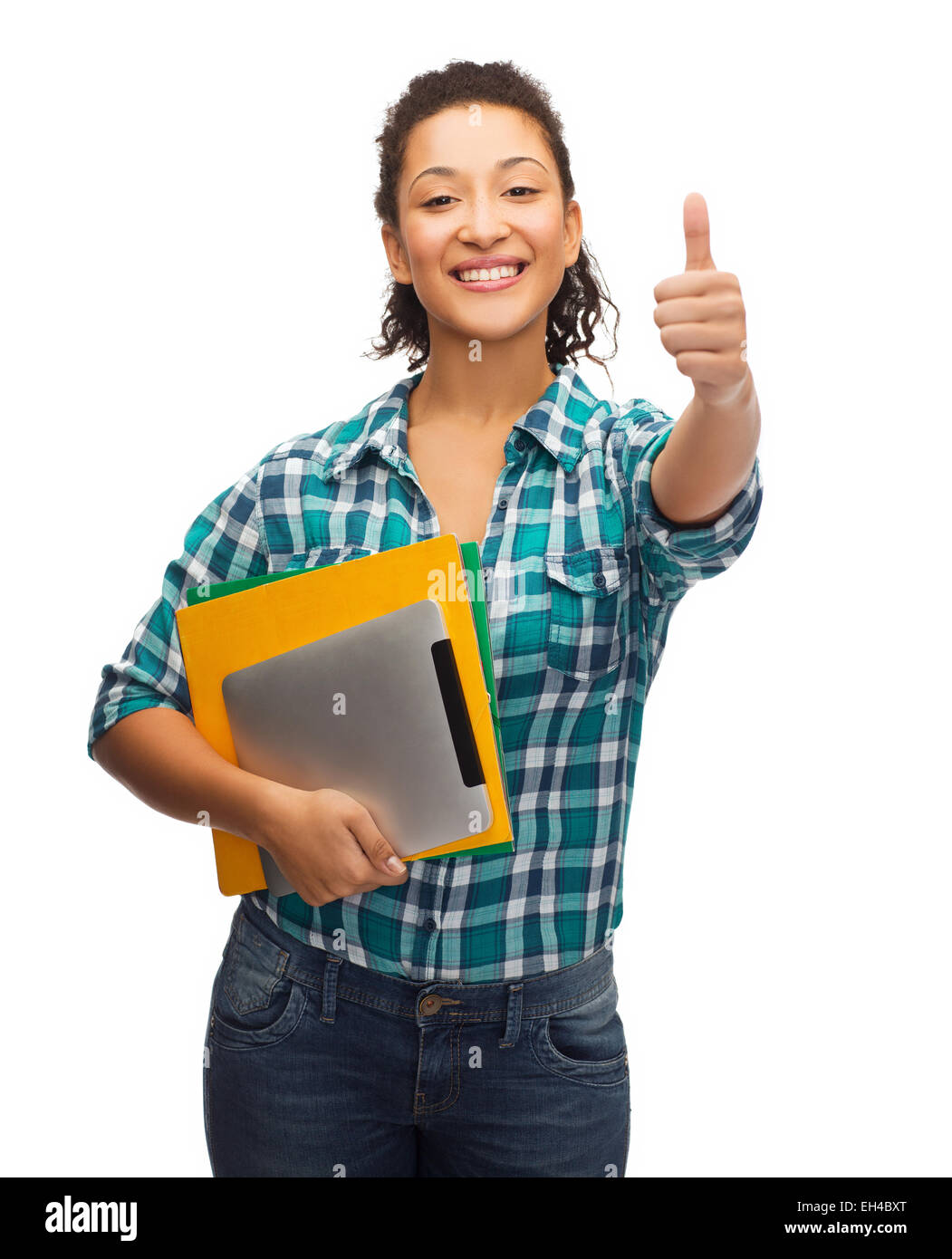 smiling african-american student showing thumbs up Stock Photo - Alamy