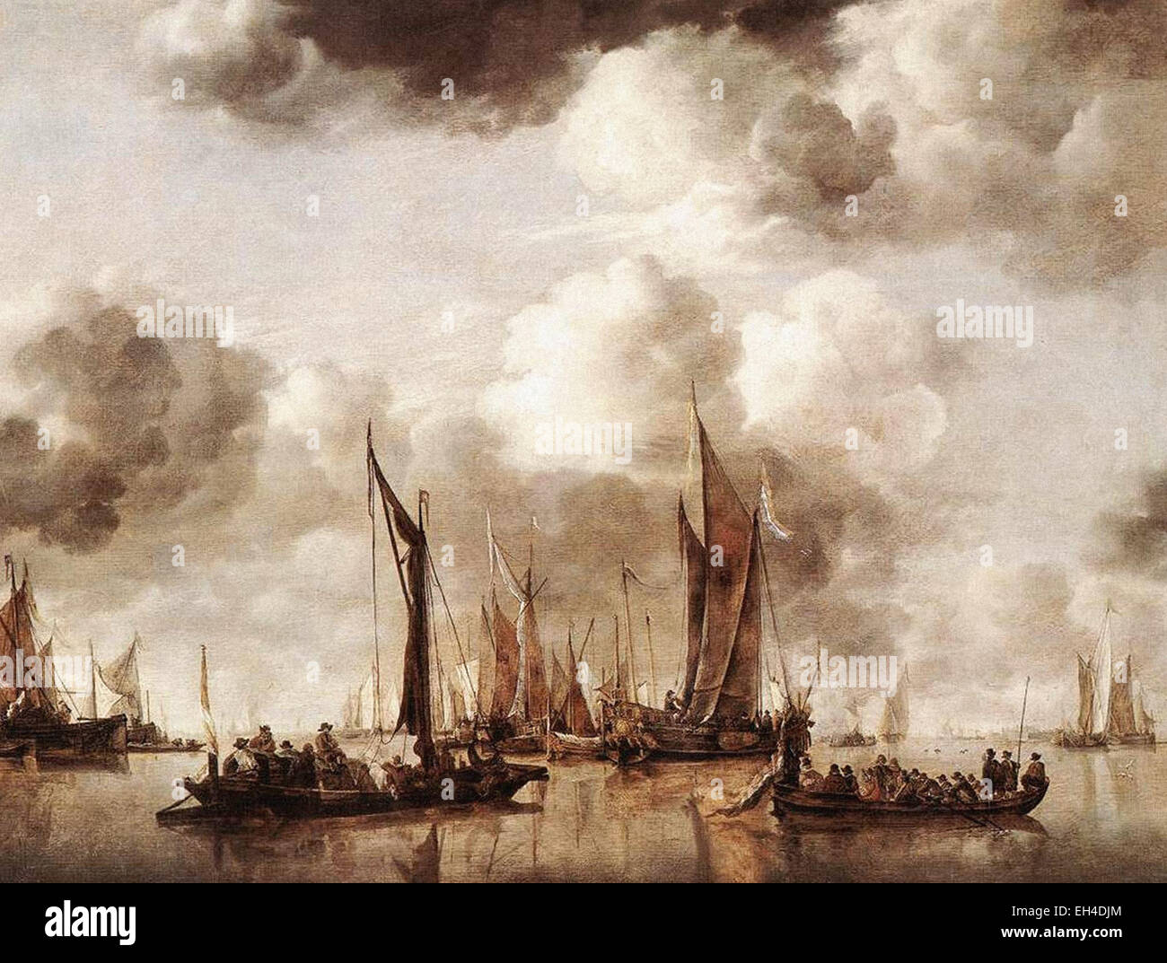 Jan van de Cappelle  A Yacht Firing a Salvo Stock Photo