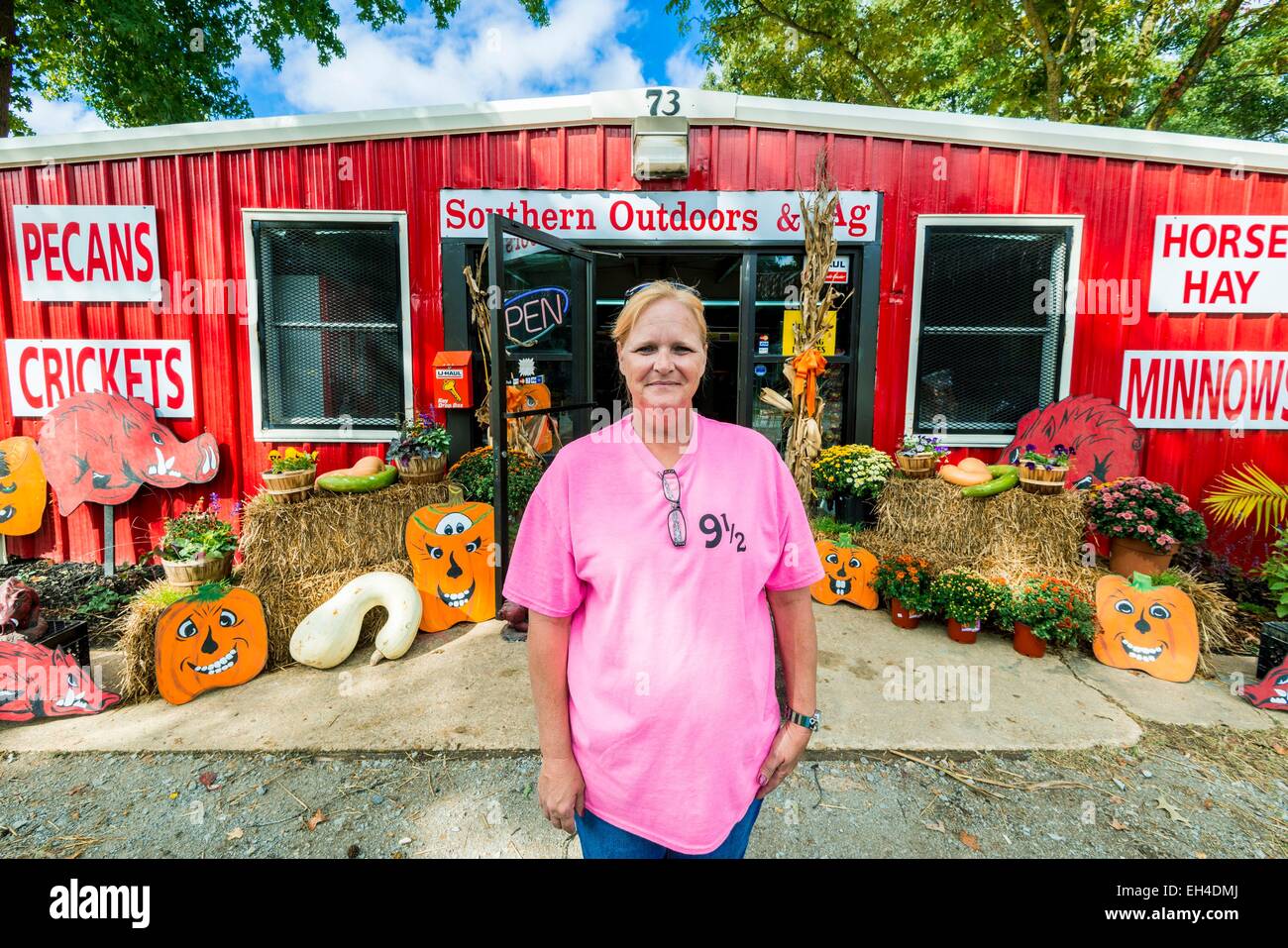 United States, Arkansas, West Helena, seed shop selling pumpkins for