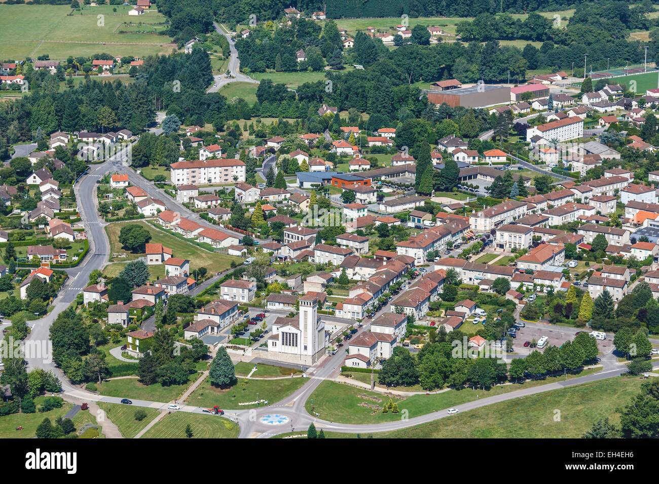 France, Haute Vienne, Oradour sur Glane, the village (aerial view) Stock Photo
