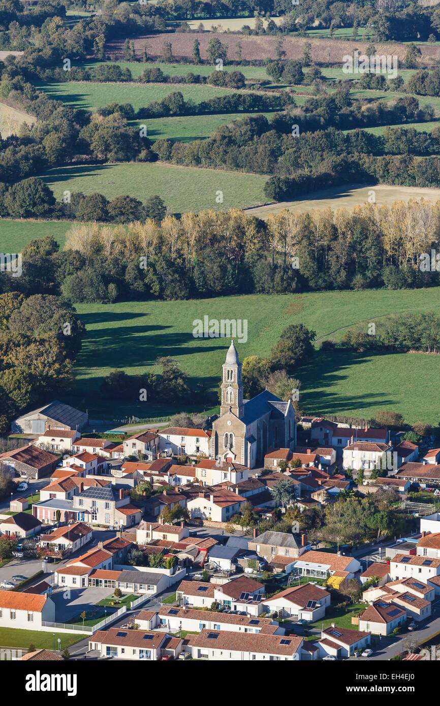 France, Vendee, La Boissiere des Landes, the village (aerial view Stock