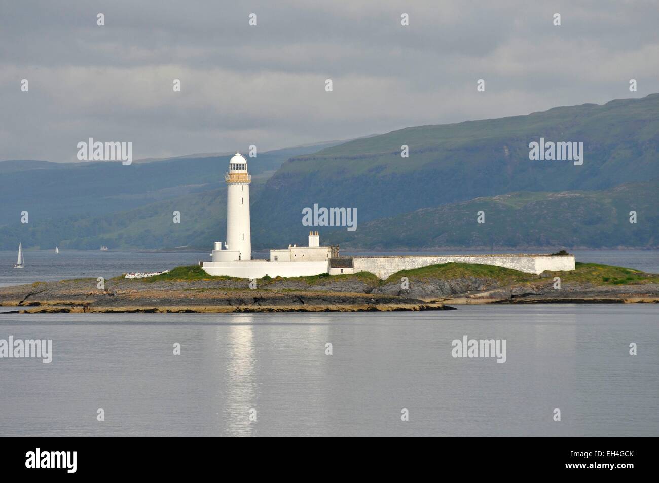 United Kingdom, Scotland, Isle of Lismore, Duart Point Lighthouse, aboard the ferry from Oban Craignure Stock Photo