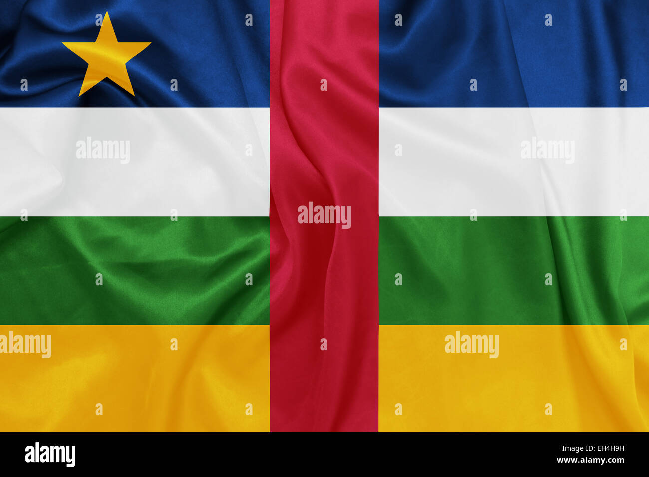 Central African Republic - Waving national flag on silk texture Stock Photo